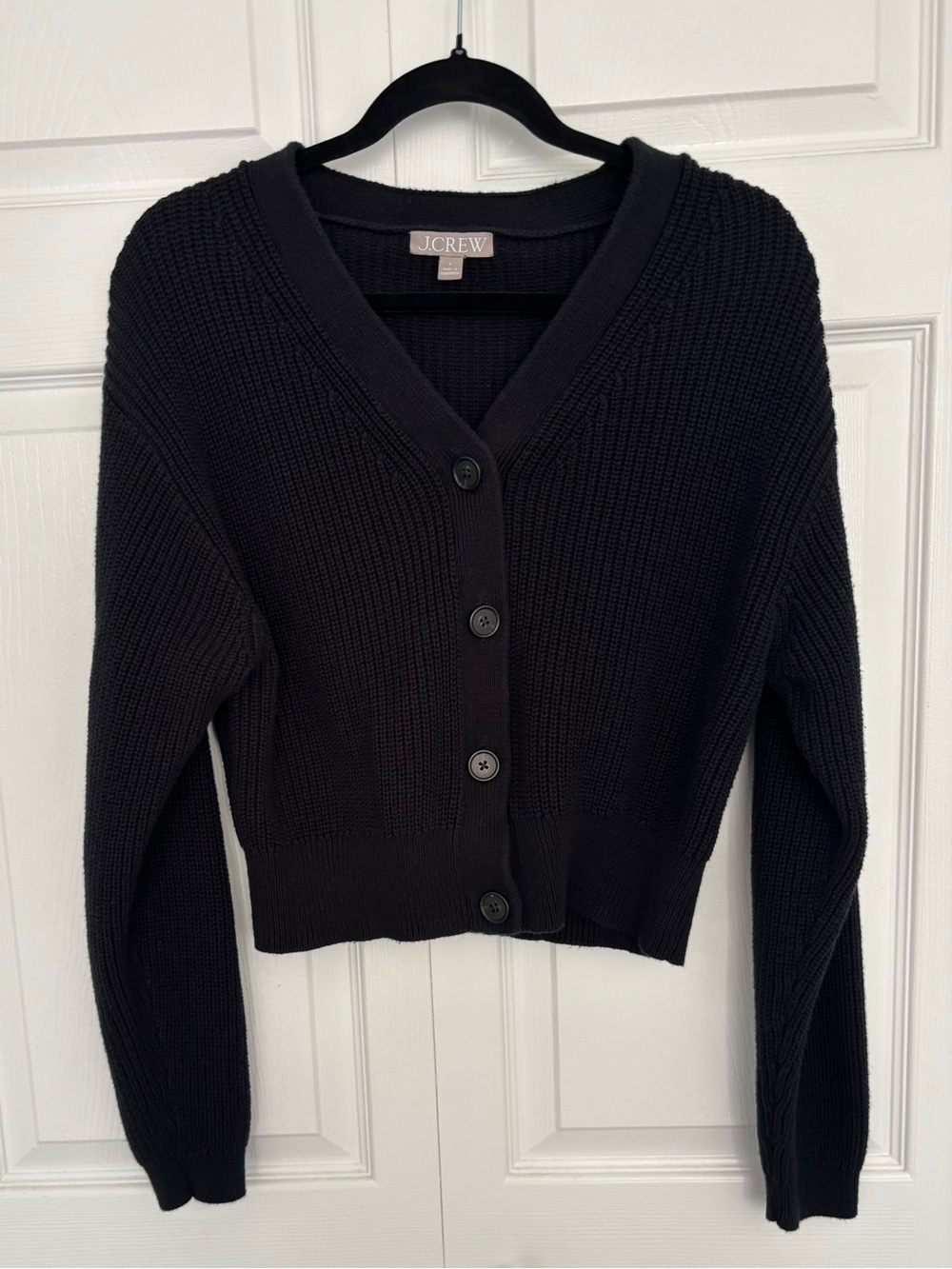 J. Crew Cotton-Blend Cropped V-Neck Cardigan Sweater